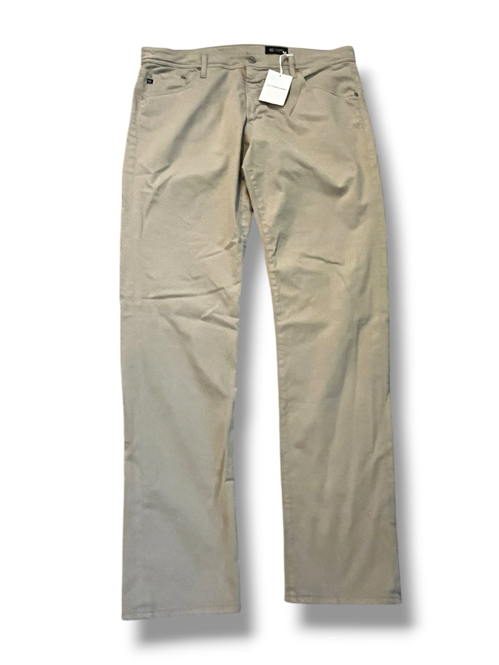 NEW AG Adriano Goldschmied Tellis Pants 38x34 Modern Slim Sueded Sateen Beige